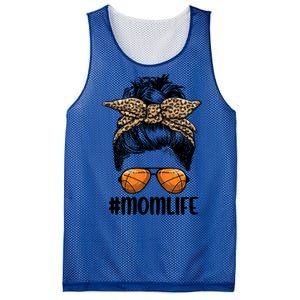 Mom Life Basketball Mom Gift Leopard Messy Bun Game Day Funny Gift Mesh Reversible Basketball Jersey Tank