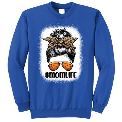 Mom Life Basketball Mom Cool Gift Leopard Messy Bun Game Day Funny Gift Tall Sweatshirt