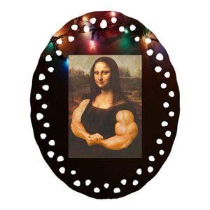 Mona Lisa Bodybuilding Muscle Gym Workout Outfits Ceramic Oval Ornament