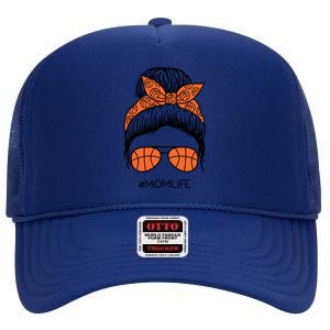 Mom Life Basketball Gift High Crown Mesh Back Trucker Hat