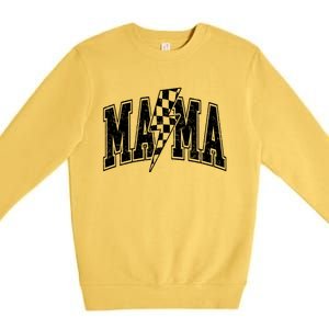 Mama Lightning Bolt Checkered MotherS Day Varsity For Mom Premium Crewneck Sweatshirt