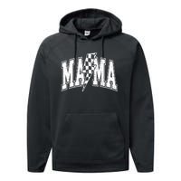 Mama Lightning Bolt Checkered MotherS Day Varsity For Mom Performance Fleece Hoodie