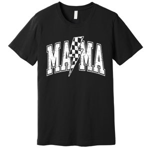 Mama Lightning Bolt Checkered MotherS Day Varsity For Mom Premium T-Shirt