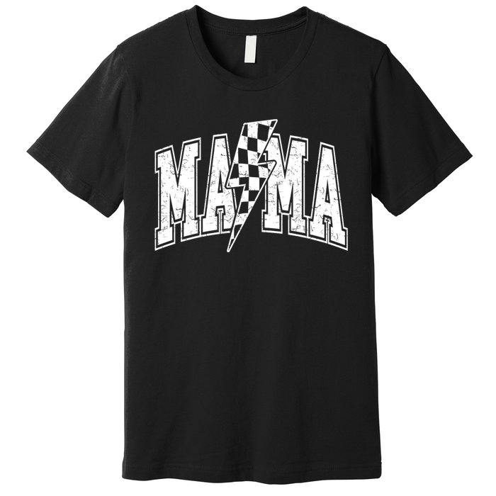 Mama Lightning Bolt Checkered MotherS Day Varsity For Mom Premium T-Shirt