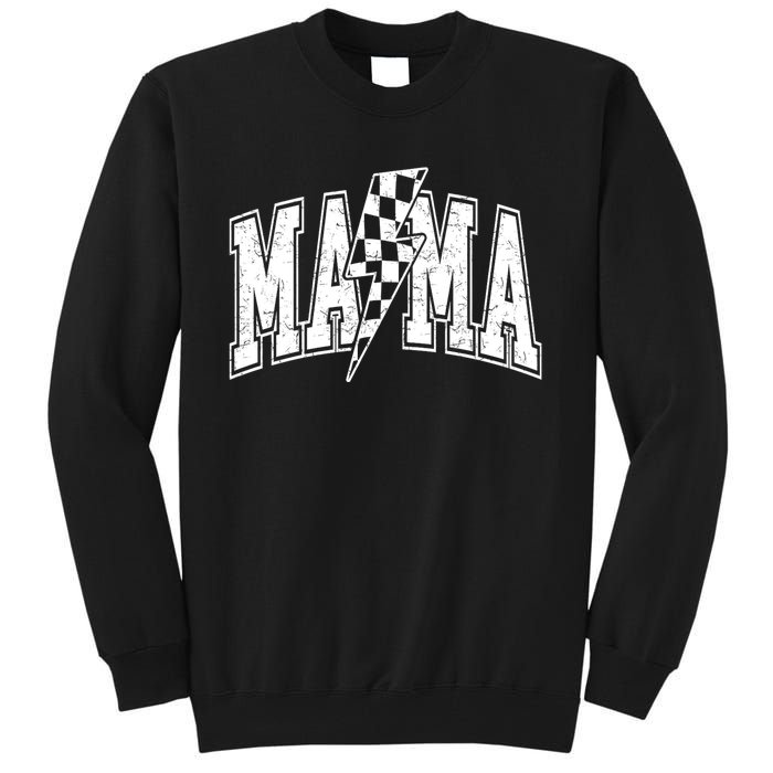 Mama Lightning Bolt Checkered MotherS Day Varsity For Mom Tall Sweatshirt