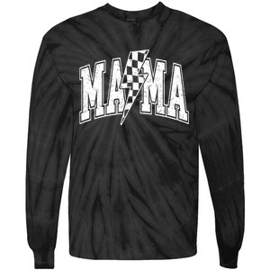 Mama Lightning Bolt Checkered MotherS Day Varsity For Mom Tie-Dye Long Sleeve Shirt