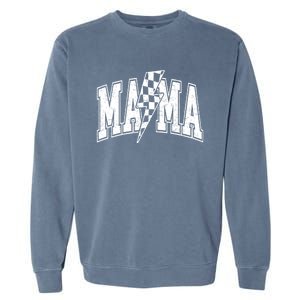 Mama Lightning Bolt Checkered MotherS Day Varsity For Mom Garment-Dyed Sweatshirt