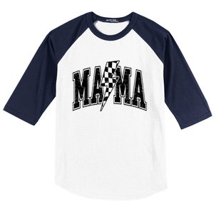 Mama Lightning Bolt Checkered MotherS Day Varsity For Mom Baseball Sleeve Shirt