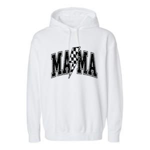 Mama Lightning Bolt Checkered MotherS Day Varsity For Mom Garment-Dyed Fleece Hoodie