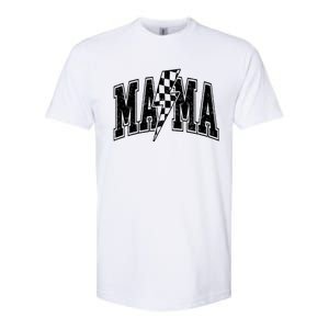 Mama Lightning Bolt Checkered MotherS Day Varsity For Mom Softstyle CVC T-Shirt