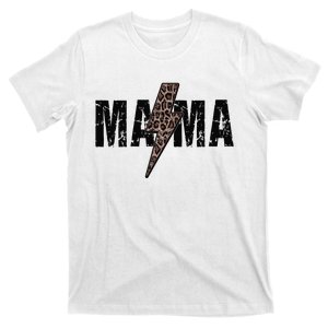 Mama Lightning Bolt Leopard Cheetah Print Mother's Day T-Shirt