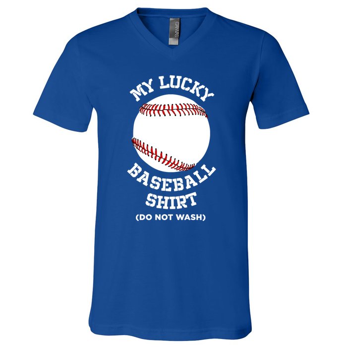 My Lucky Baseball Gift Funny Sport Baseball Lover Gift V-Neck T-Shirt