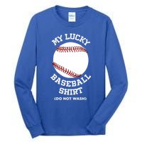 My Lucky Baseball Gift Funny Sport Baseball Lover Gift Tall Long Sleeve T-Shirt