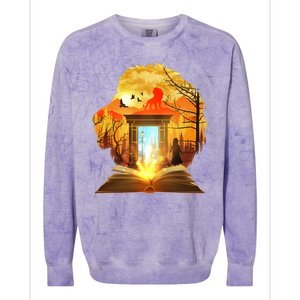 Magical Lion Book Reading Fan Colorblast Crewneck Sweatshirt