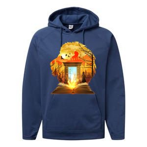 Magical Lion Book Reading Fan Performance Fleece Hoodie