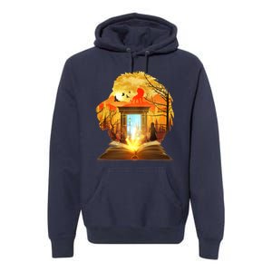 Magical Lion Book Reading Fan Premium Hoodie