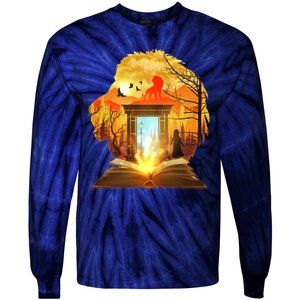 Magical Lion Book Reading Fan Tie-Dye Long Sleeve Shirt