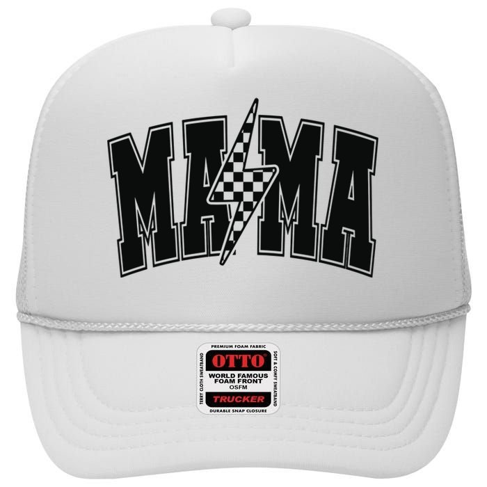 Mama Lightning Bolt High Crown Mesh Back Trucker Hat