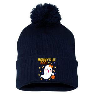 Mommys Lil Boo Cute Halloween Pom Pom 12in Knit Beanie