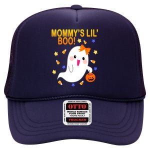 Mommys Lil Boo Cute Halloween High Crown Mesh Back Trucker Hat