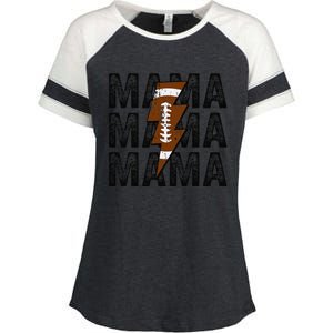 Mama Lightning Bolt Game Day Football Season Mom Women Enza Ladies Jersey Colorblock Tee