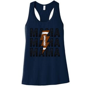 Mama Lightning Bolt Game Day Football Season Mom Women Women's Racerback Tank