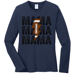 Mama Lightning Bolt Game Day Football Season Mom Women Ladies Long Sleeve Shirt