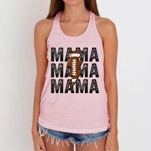 Mama Lightning Bolt Game Day Football Season Mom Women Women's Knotted Racerback Tank