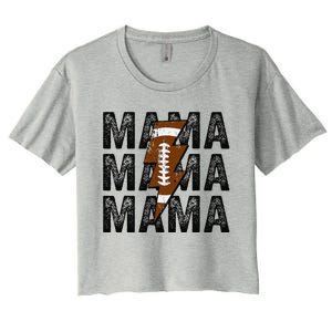 Mama Lightning Bolt Game Day Football Season Mom Women Women's Crop Top Tee