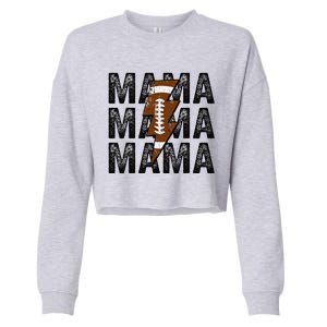 Mama Lightning Bolt Game Day Football Season Mom Women Cropped Pullover Crew