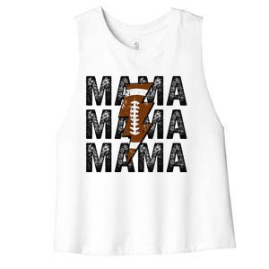 Mama Lightning Bolt Game Day Football Season Mom Women Women's Racerback Cropped Tank