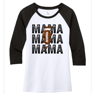 Mama Lightning Bolt Game Day Football Season Mom Women Women's Tri-Blend 3/4-Sleeve Raglan Shirt