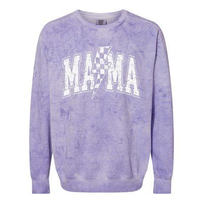 Mama Lightning Bolt Checkered MotherS Day Varsity For Mom Colorblast Crewneck Sweatshirt