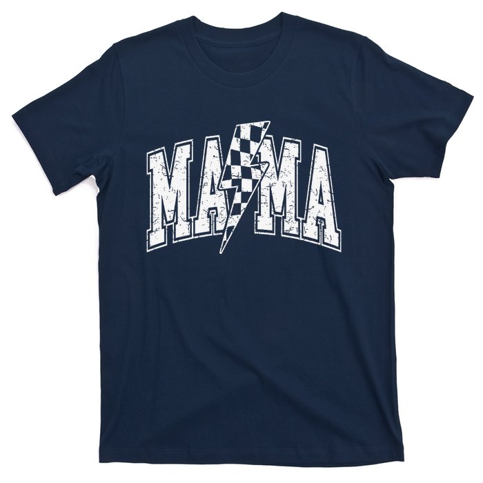 Mama Lightning Bolt Checkered MotherS Day Varsity For Mom T-Shirt