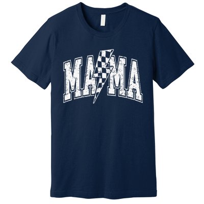 Mama Lightning Bolt Checkered MotherS Day Varsity For Mom Premium T-Shirt