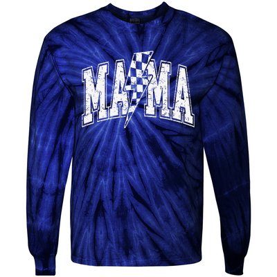 Mama Lightning Bolt Checkered MotherS Day Varsity For Mom Tie-Dye Long Sleeve Shirt