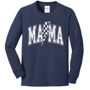 Mama Lightning Bolt Checkered MotherS Day Varsity For Mom Kids Long Sleeve Shirt