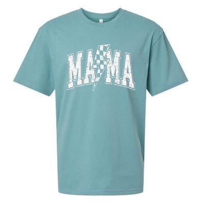 Mama Lightning Bolt Checkered MotherS Day Varsity For Mom Sueded Cloud Jersey T-Shirt