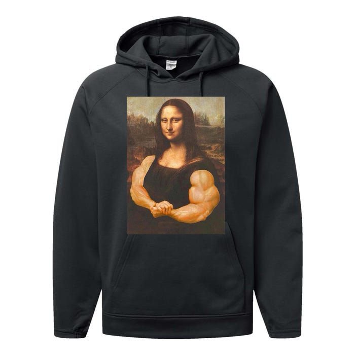 Mona Lisa Bodybuilding Muscle Gym Workout Outfits Performance Fleece Hoodie