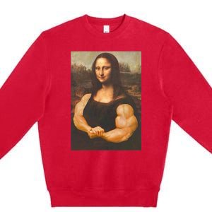 Mona Lisa Bodybuilding Muscle Gym Workout Outfits Premium Crewneck Sweatshirt