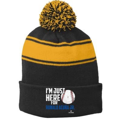 Major League Baseball RONALD ACUNA JR MLBRAC2010 Stripe Pom Pom Beanie