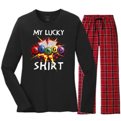 My Lucky Bingo Sweatshirt Cute Lucky Player Women's Long Sleeve Flannel Pajama Set 