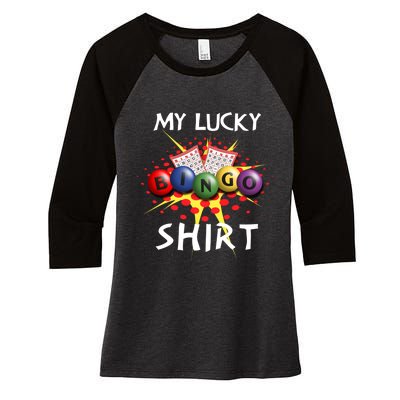 My Lucky Bingo Sweatshirt Cute Lucky Player Women's Tri-Blend 3/4-Sleeve Raglan Shirt