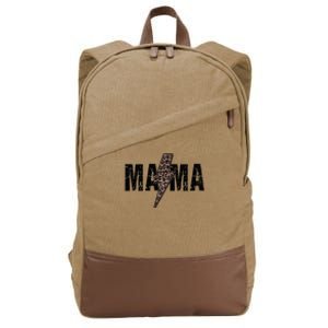 Mama Lightning Bolt Leopard Cheetah Print Mother's Day Cotton Canvas Backpack