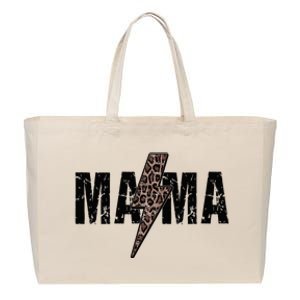 Mama Lightning Bolt Leopard Cheetah Print Mother's Day Cotton Canvas Jumbo Tote