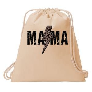 Mama Lightning Bolt Leopard Cheetah Print Mother's Day Drawstring Bag