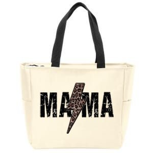 Mama Lightning Bolt Leopard Cheetah Print Mother's Day Zip Tote Bag