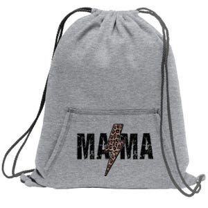 Mama Lightning Bolt Leopard Cheetah Print Mother's Day Sweatshirt Cinch Pack Bag