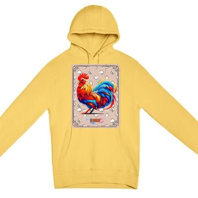 Mexican Lottery Bingo Game El Gallo Traditional Rooster Card Premium Pullover Hoodie