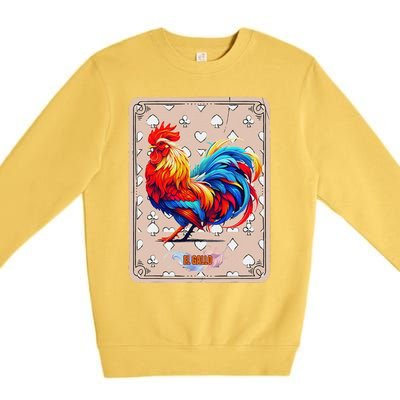 Mexican Lottery Bingo Game El Gallo Traditional Rooster Card Premium Crewneck Sweatshirt